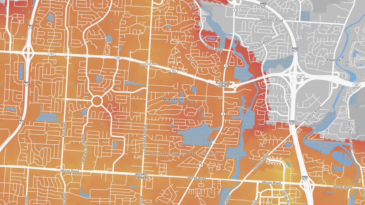 Transit Grade map of Minerva Park, OH
