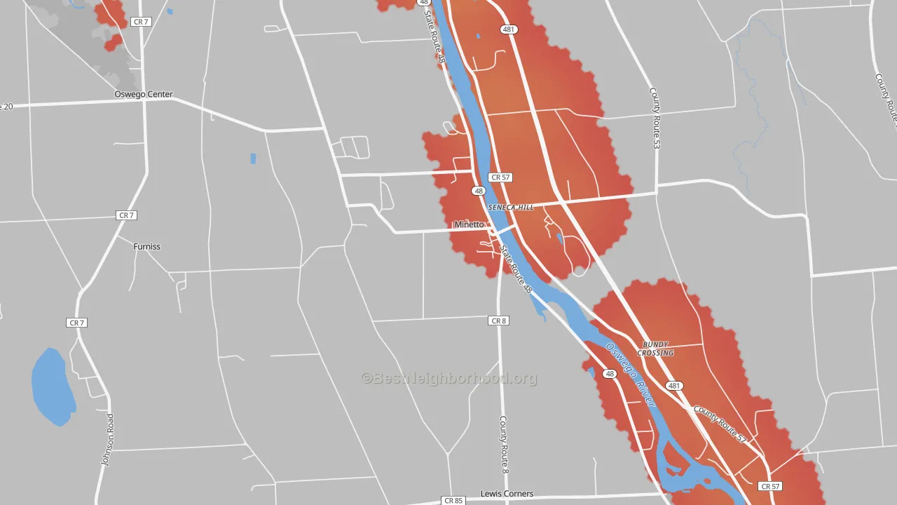 Transit Grade map of Minetto, NY