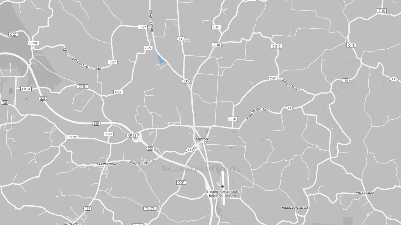 Transit Grade map of Minford, OH