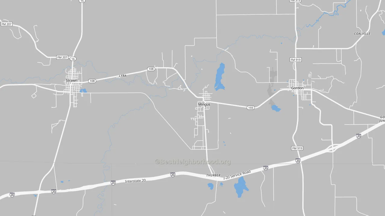 Transit Grade map of Mingus, TX