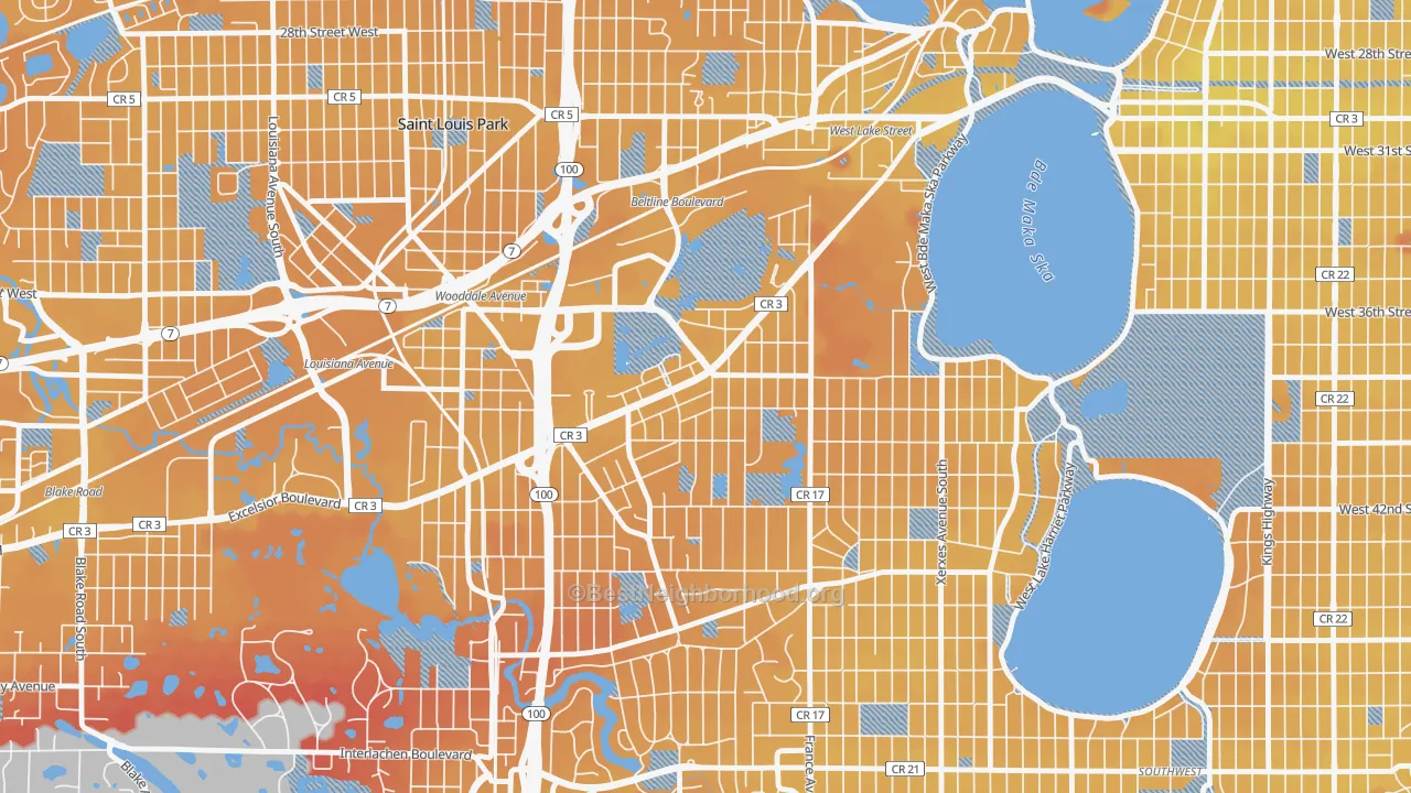 Transit Grade map of Minikahda Vista, St. Louis Park, MN