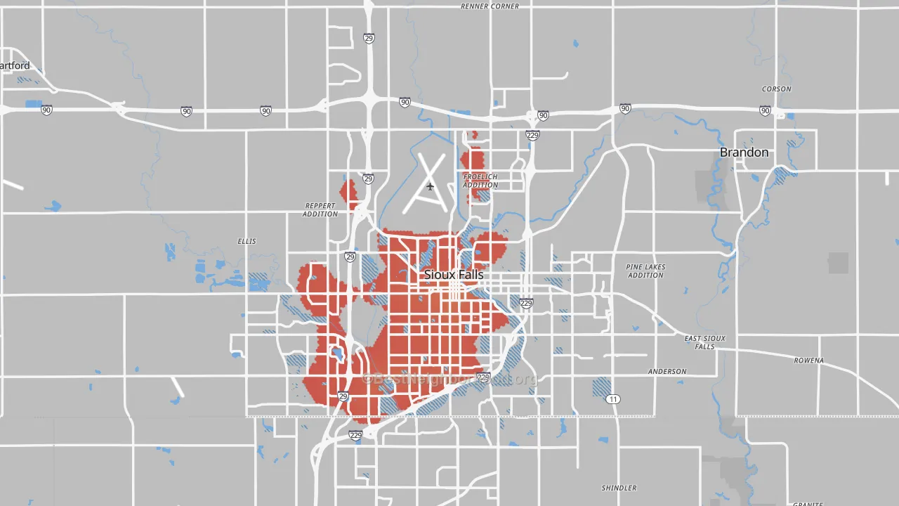 Transit Grade map of Minnehaha County, SD