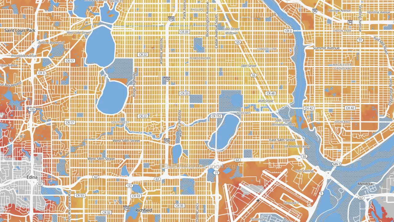 Transit Grade map of Minnehaha, Minneapolis, MN