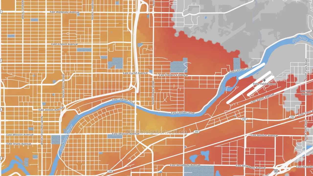 Transit Grade map of Minnehaha, Spokane, WA