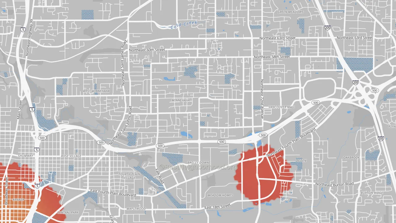 Transit Grade map of Minnehaha, WA