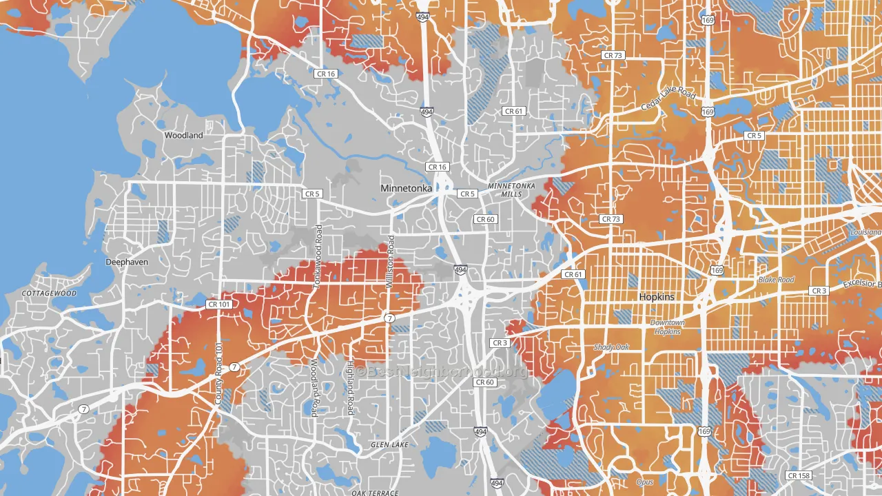 Transit Grade map of Minnetonka, MN