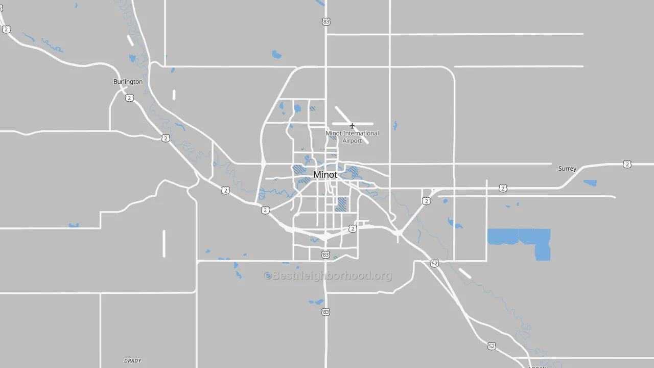 Transit Grade map of Minot, ND