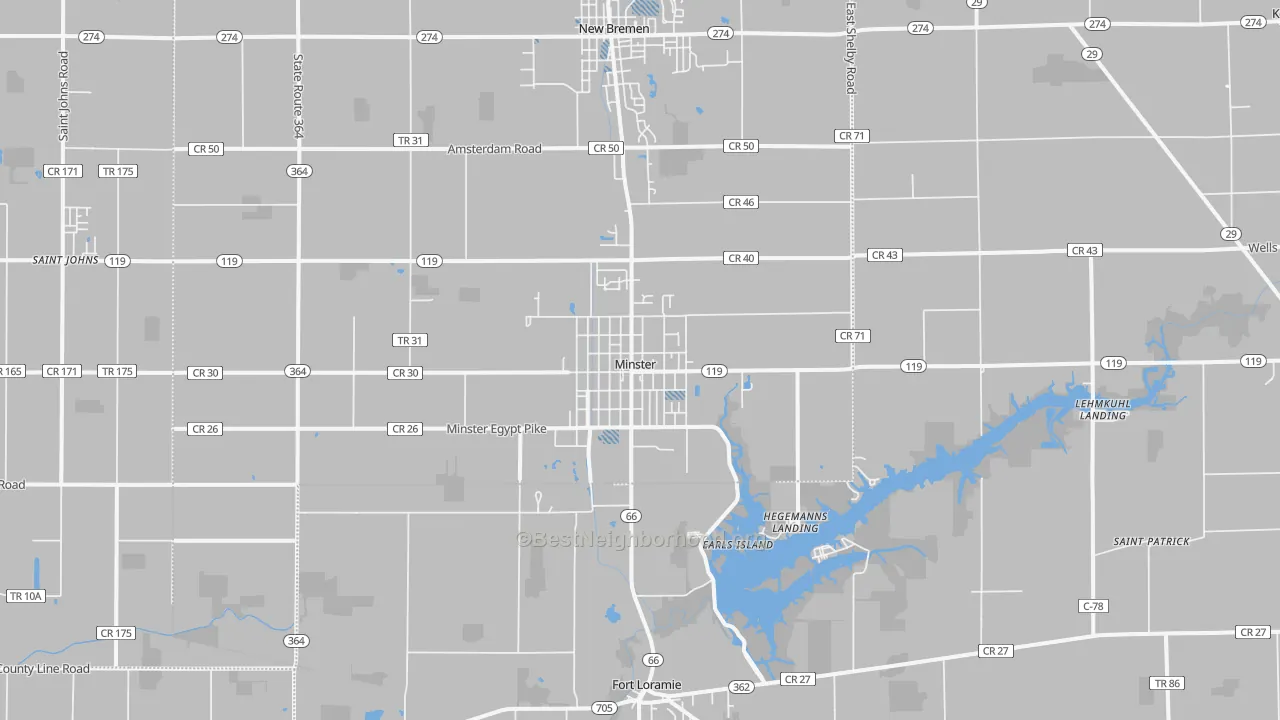 Transit Grade map of Minster, OH