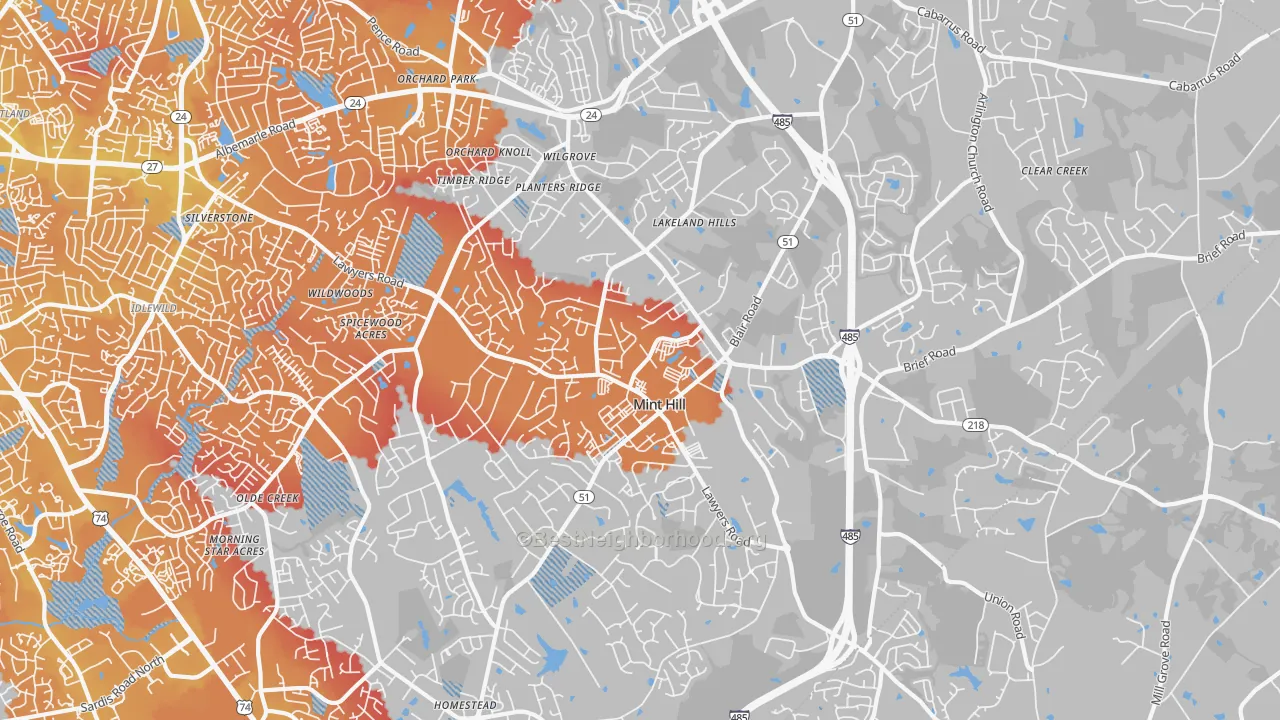 Transit Grade map of Mint Hill, NC