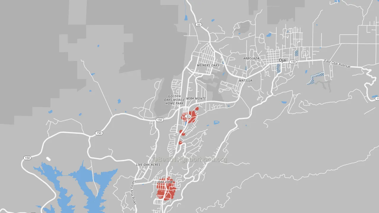 Transit Grade map of Mira Monte, CA