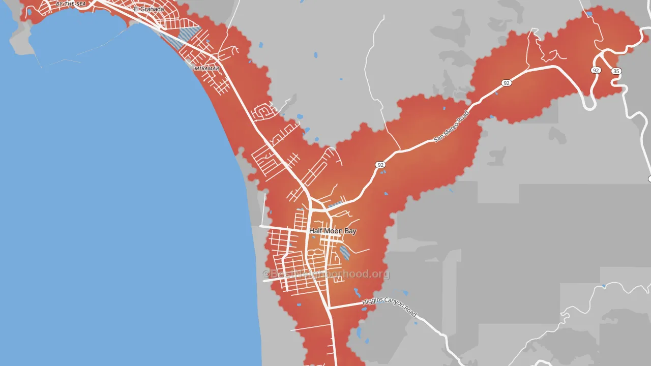 Transit Grade map of Miramar, CA