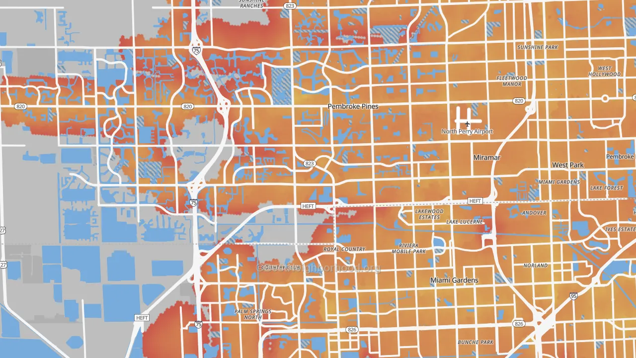 Transit Grade map of Miramar, FL