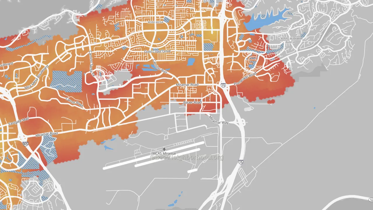 Transit Grade map of Miramar, San Diego, CA