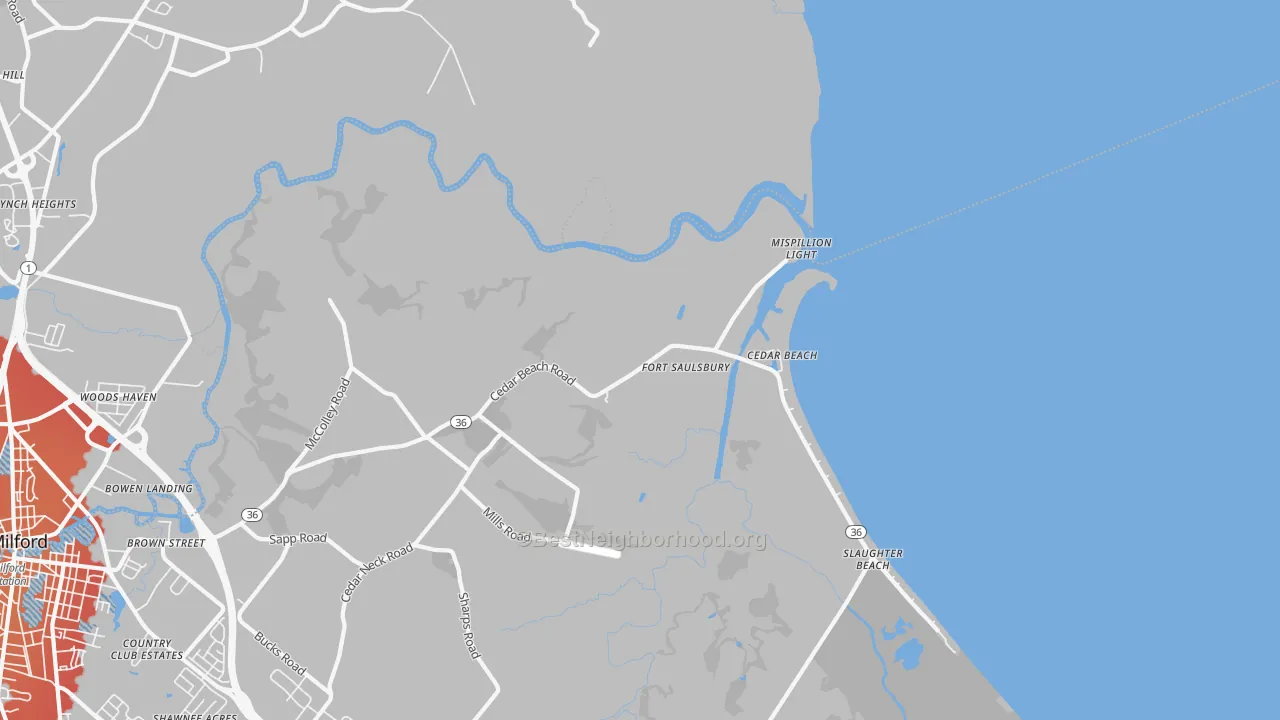 Transit Grade map of Mispillion Light, DE