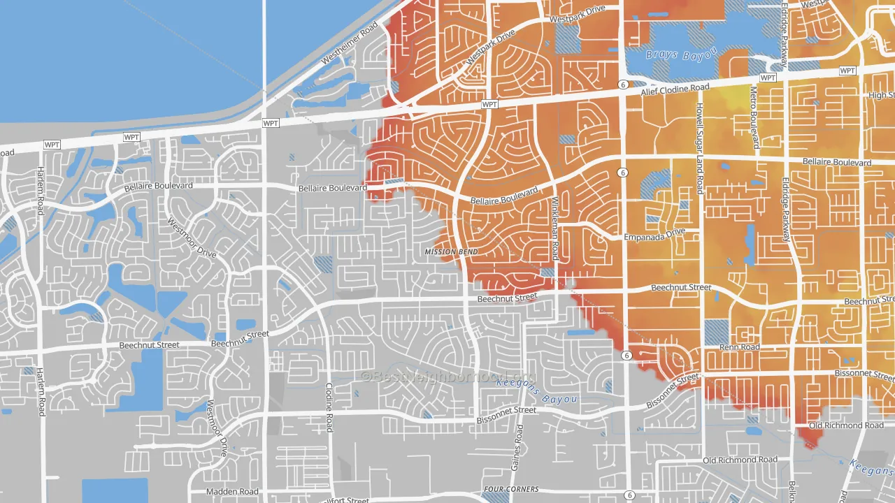 Transit Grade map of Mission Bend, TX