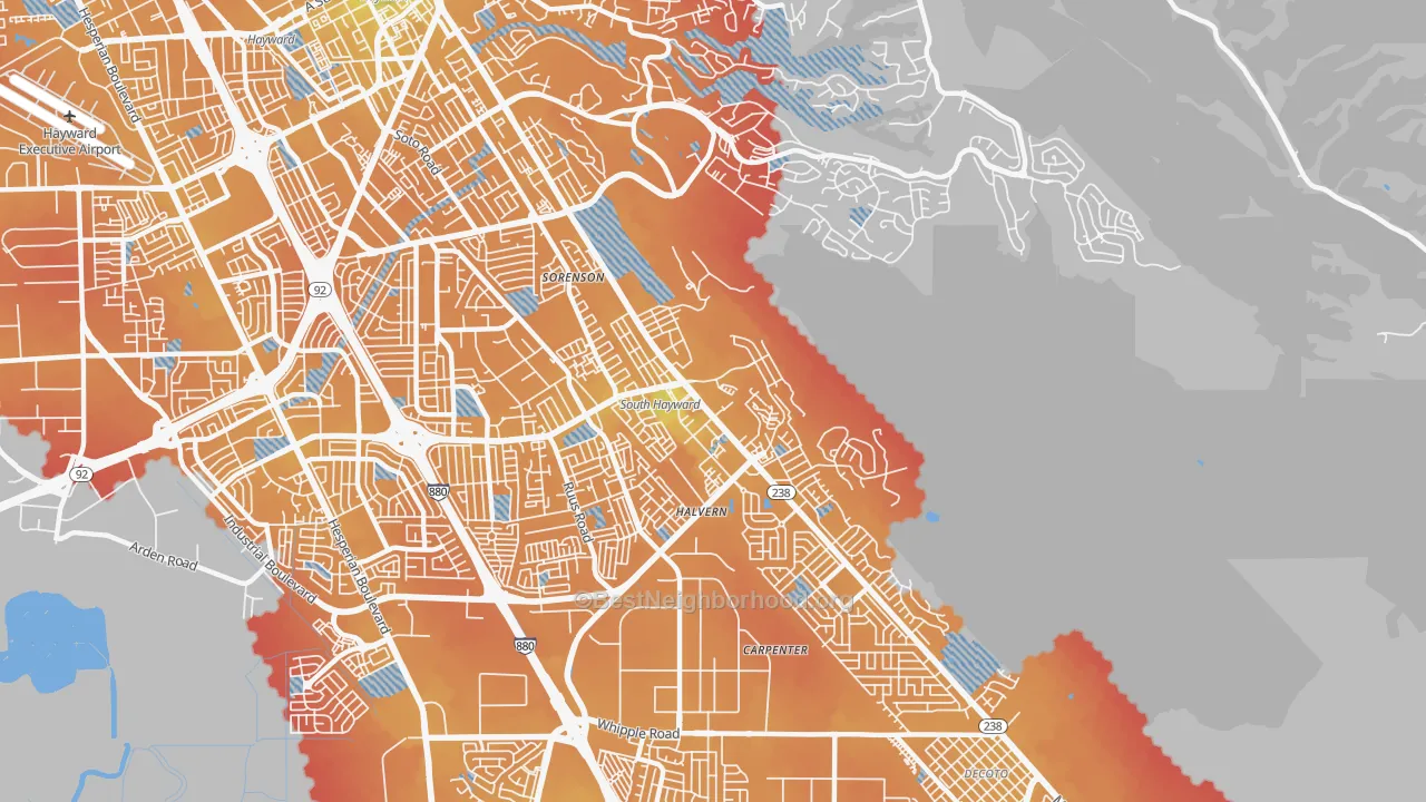 Transit Grade map of Mission-Garin, Hayward, CA