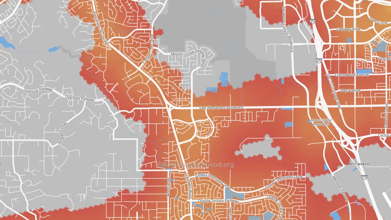 Transit Grade map of Mission Grove, Riverside, CA