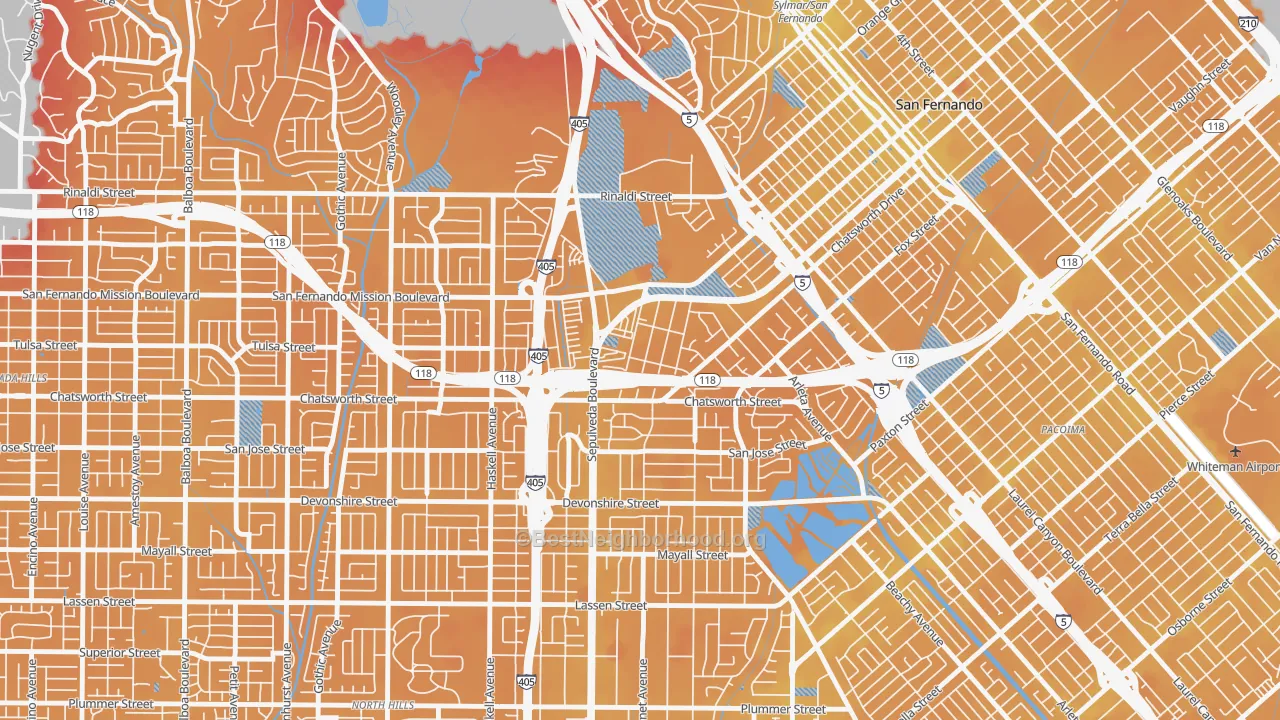 Transit Grade map of Mission Hills, CA