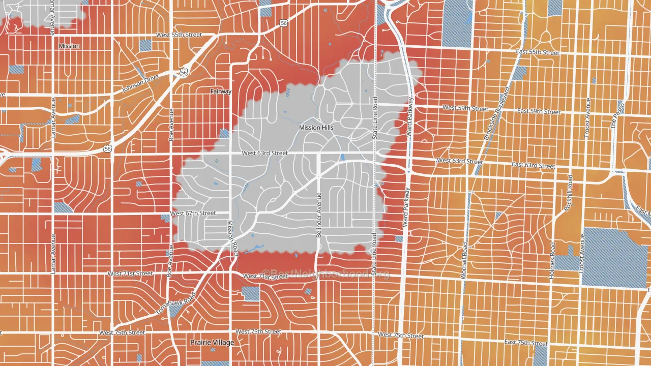Transit Grade map of Mission Hills, KS