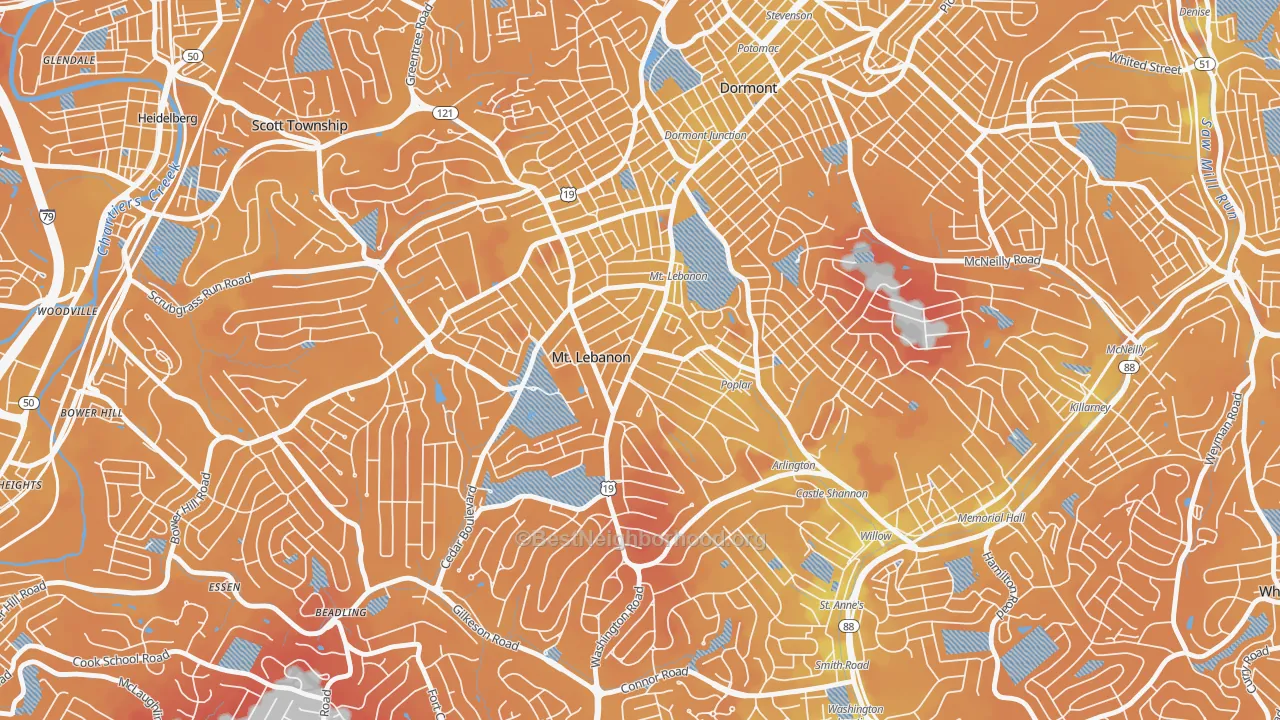Transit Grade map of Mission Hills, Pittsburgh, PA