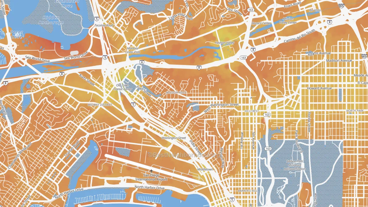 Transit Grade map of Mission Hills-San Diego, San Diego, CA