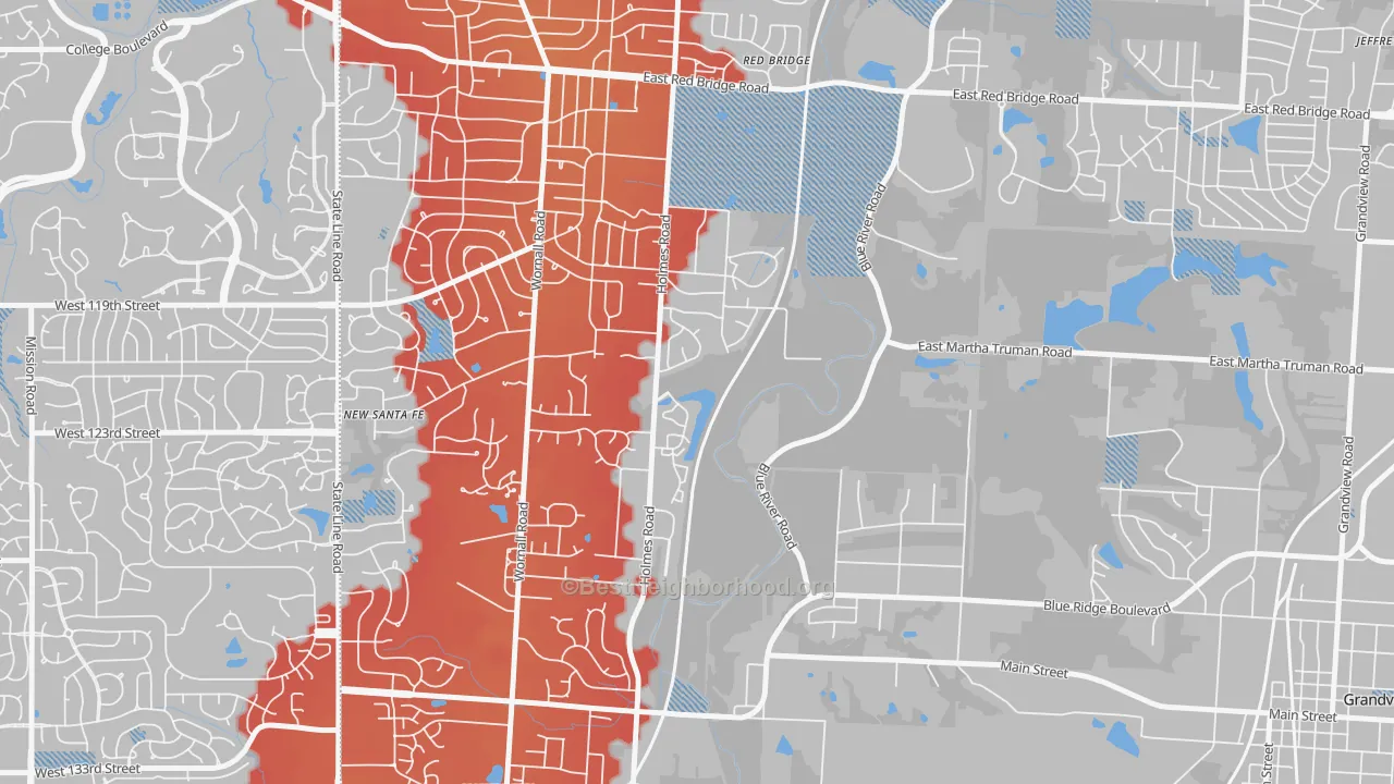 Transit Grade map of Mission Lake, Kansas City, MO