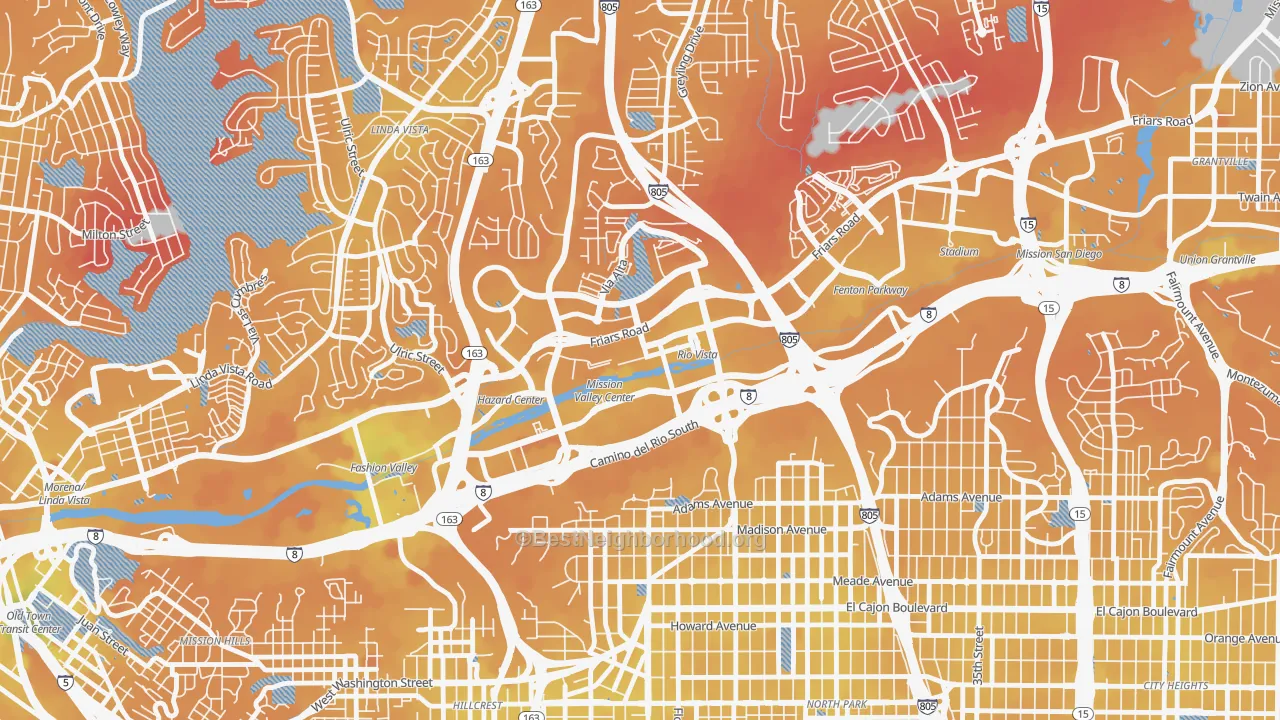 Transit Grade map of Mission Valley East, San Diego, CA