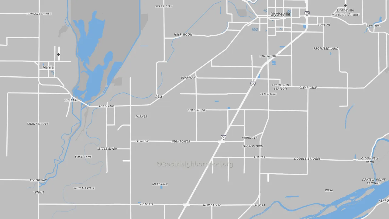 Transit Grade map of Mississippi County, AR
