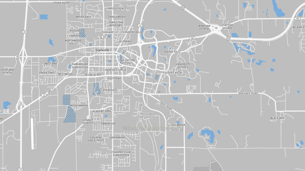 Transit Grade map of Mississippi State, MS