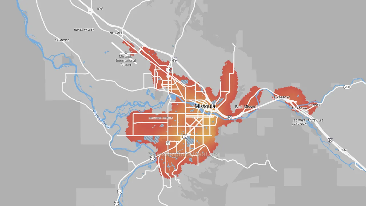 Transit Grade map of Missoula County, MT