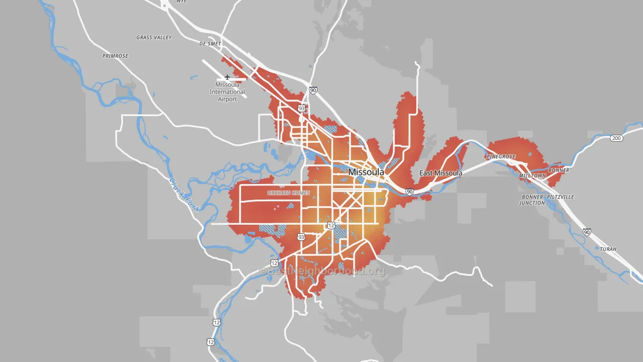 Transit Grade map of Missoula, MT