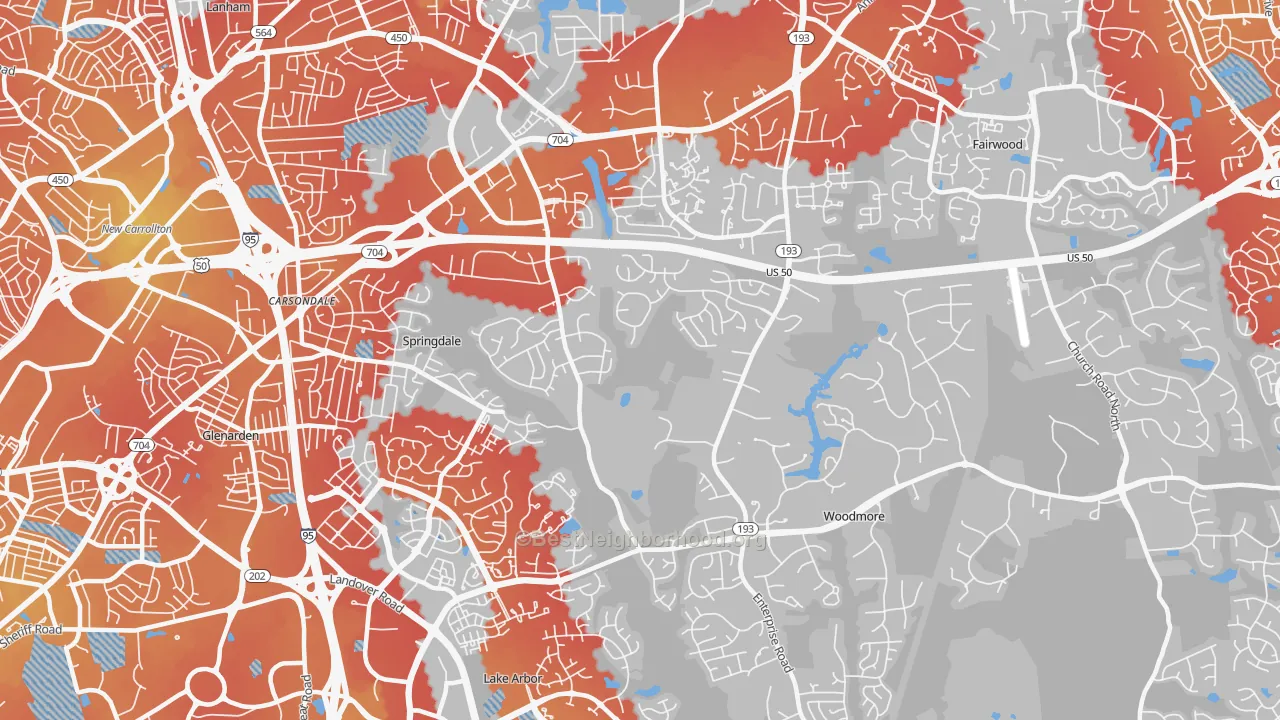 Transit Grade map of Mitchellville, MD