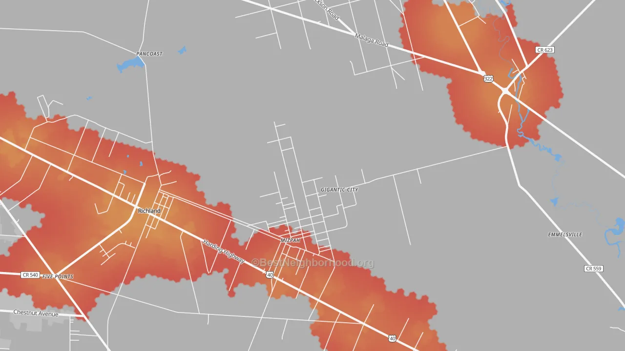 Transit Grade map of Mizpah, NJ