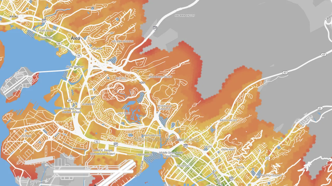 Transit Grade map of Moanalua, Honolulu, HI