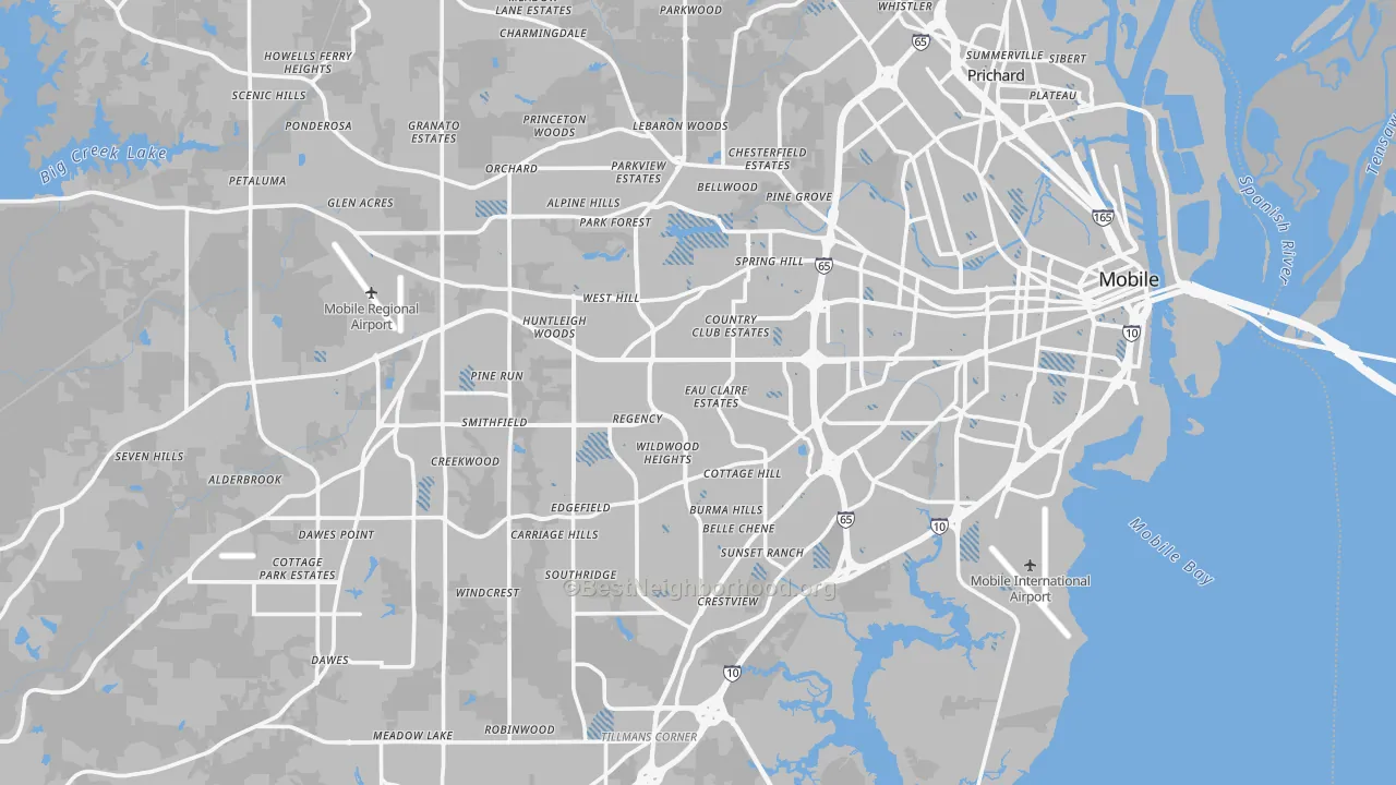 Transit Grade map of Mobile, AL