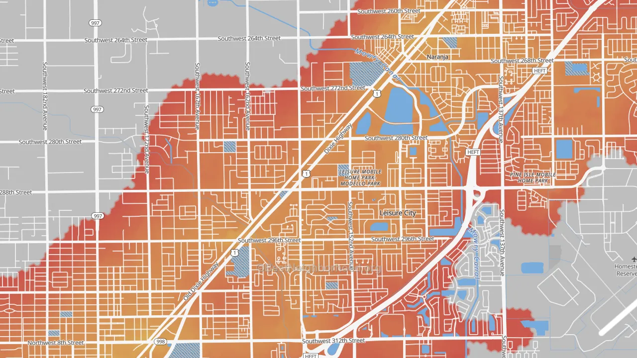 Transit Grade map of Modello, Leisure City, FL