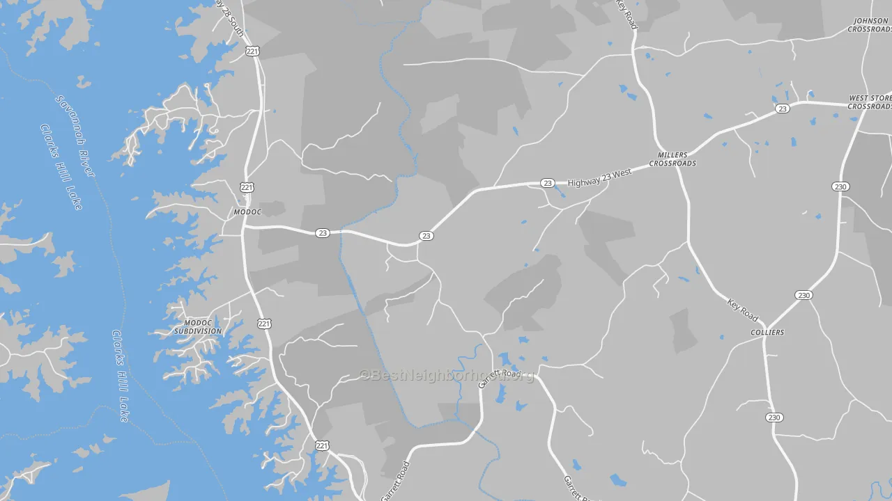 Transit Grade map of Modoc, SC
