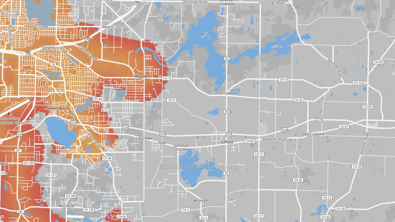 Transit Grade map of Mogadore, OH