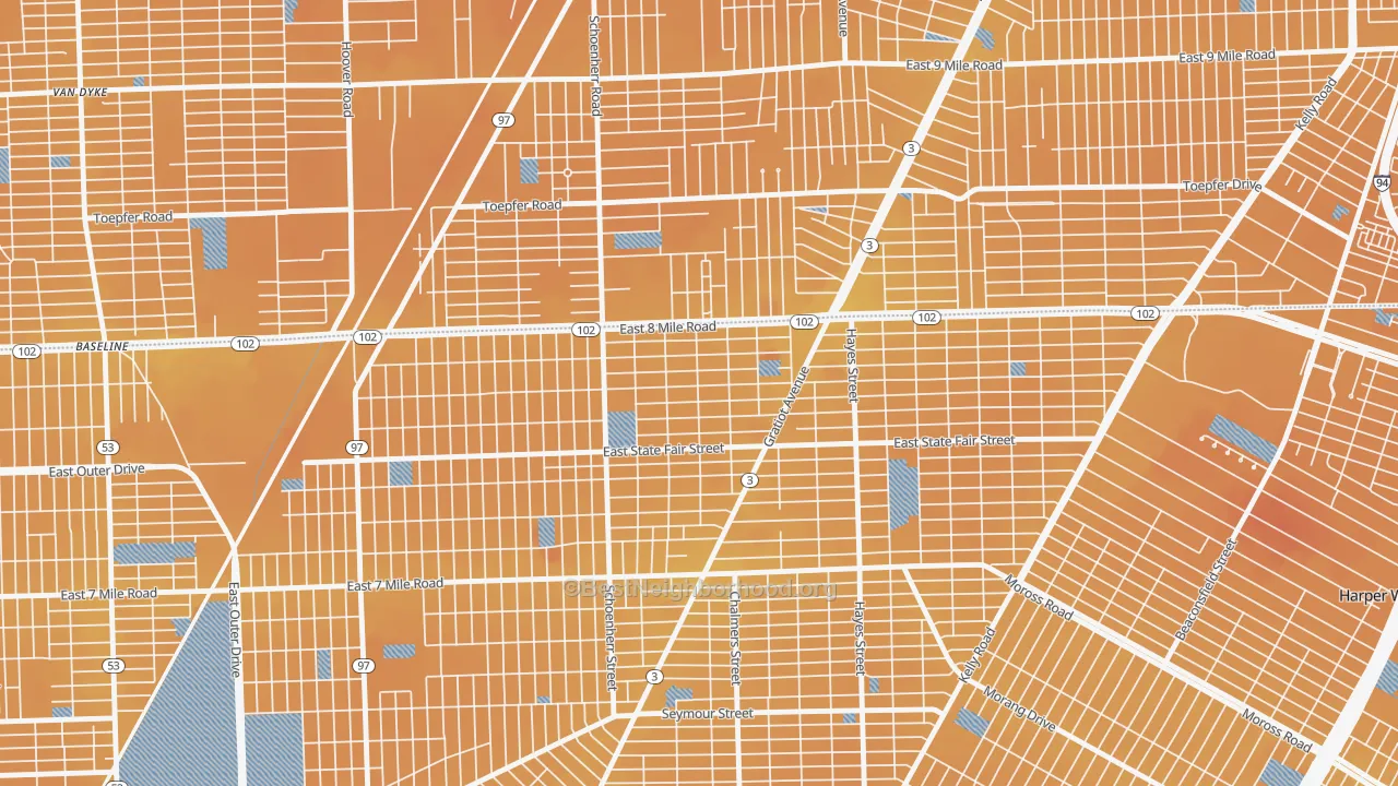 Transit Grade map of Mohican Regent, Detroit, MI