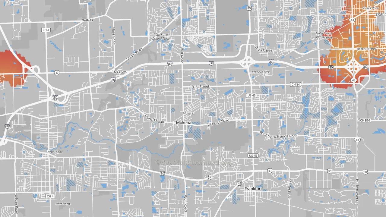 Transit Grade map of Mokena, IL