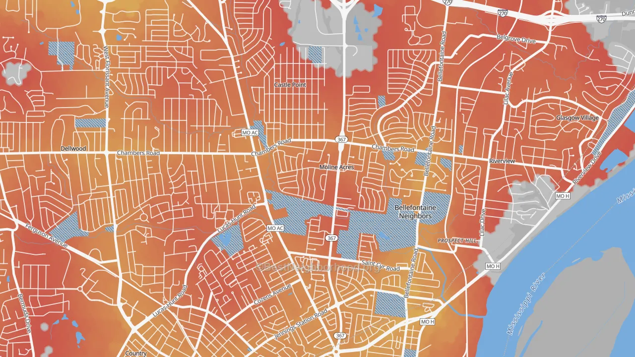 Transit Grade map of Moline Acres, MO