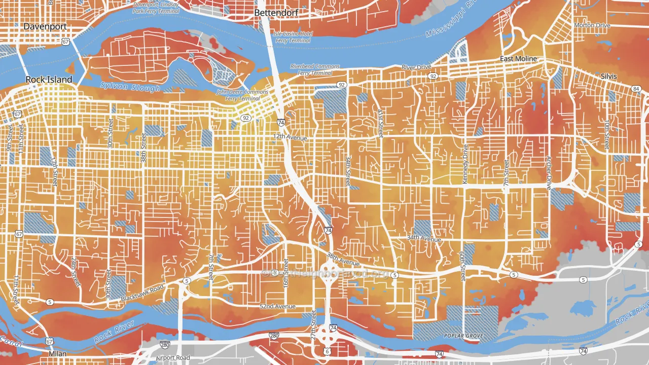 Transit Grade map of Moline, IL