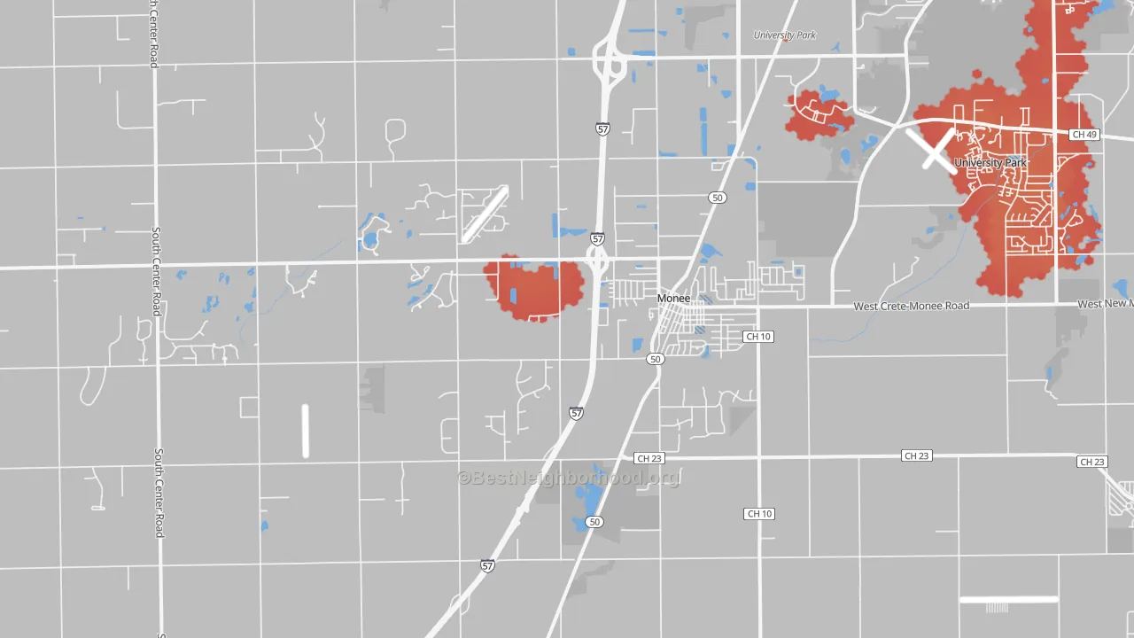 Transit Grade map of Monee, IL