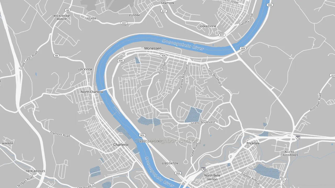 Transit Grade map of Monessen, PA
