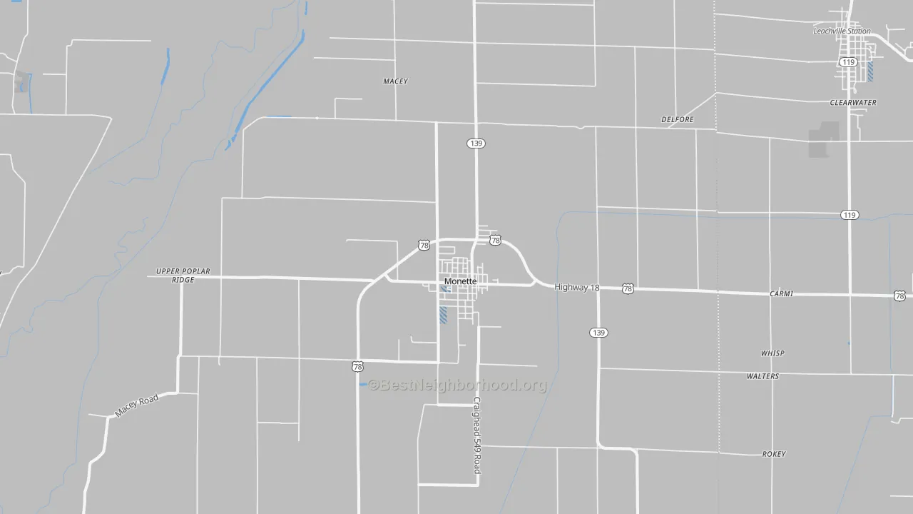 Transit Grade map of Monette, AR
