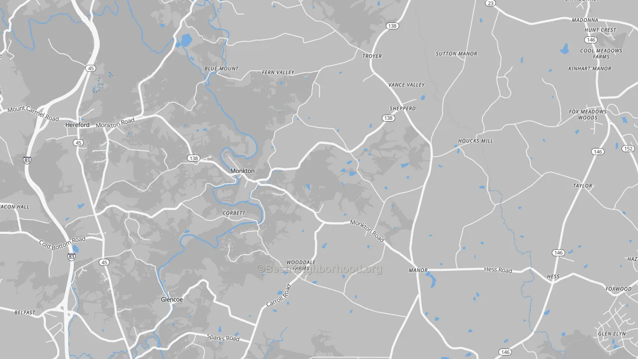 Transit Grade map of Monkton, MD
