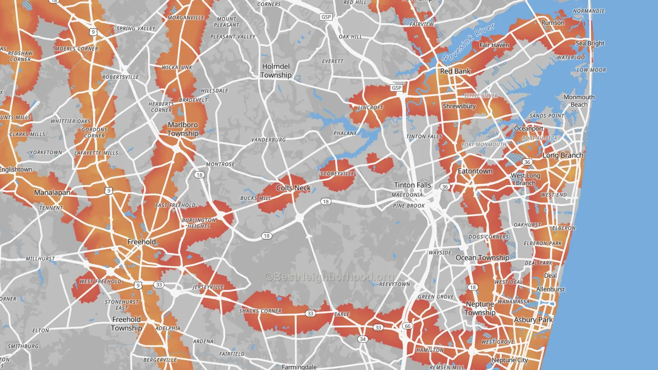 Transit Grade map of Monmouth County, NJ