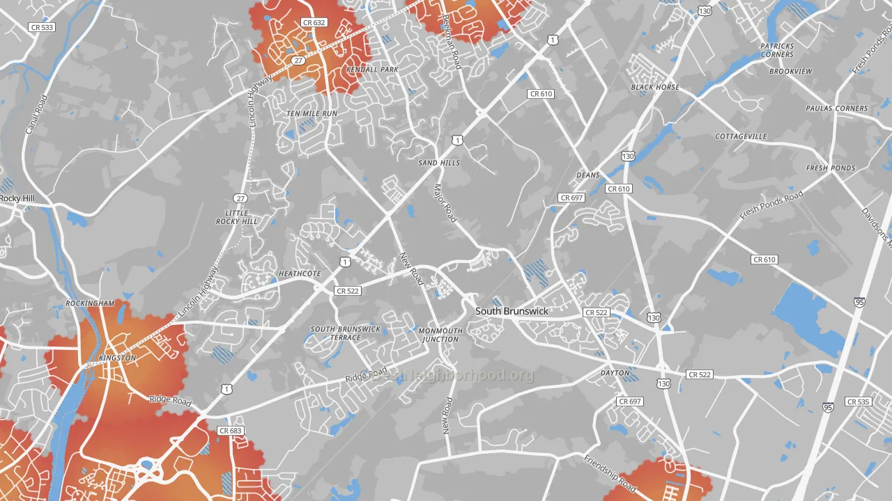 Transit Grade map of Monmouth Junction, NJ