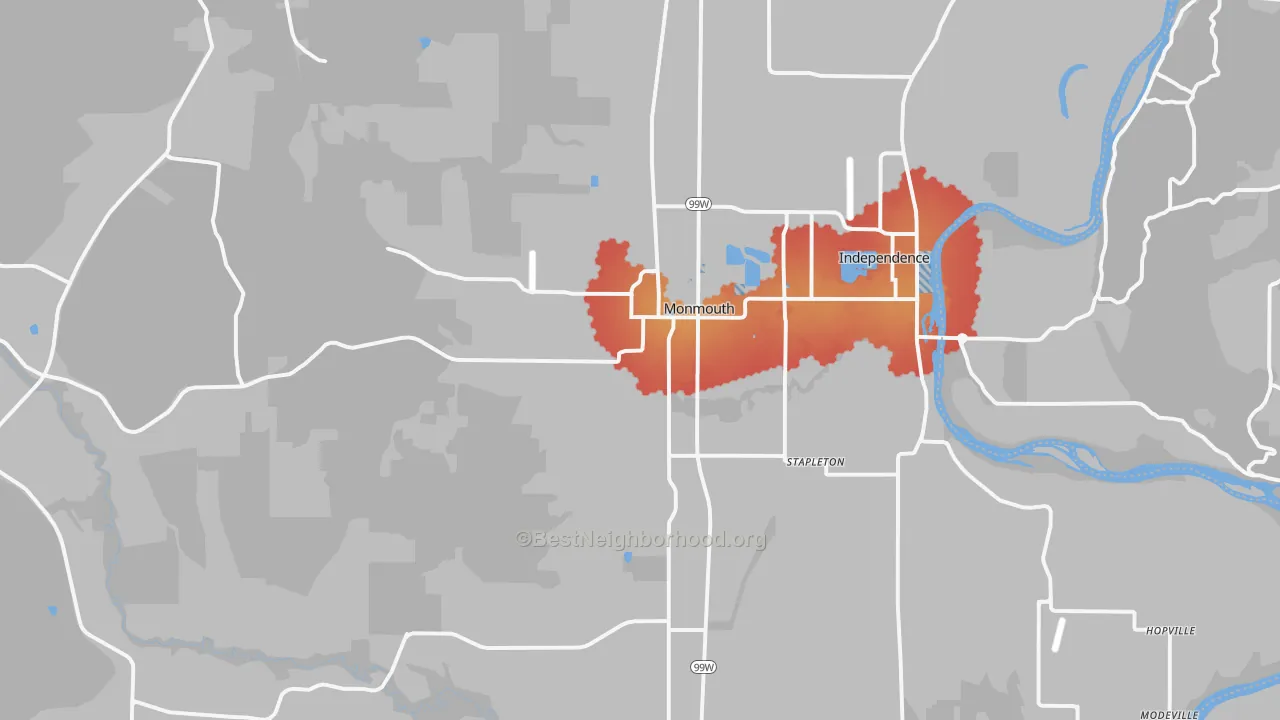 Transit Grade map of Monmouth, OR