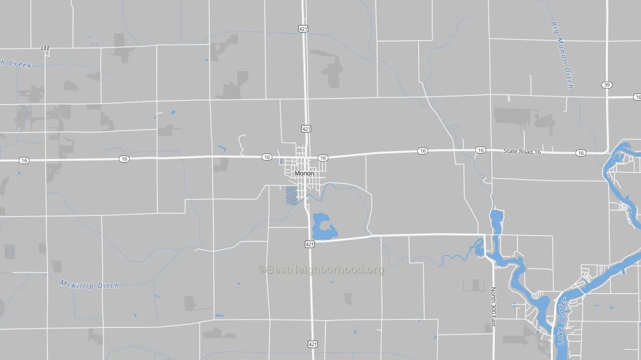 Transit Grade map of Monon, IN